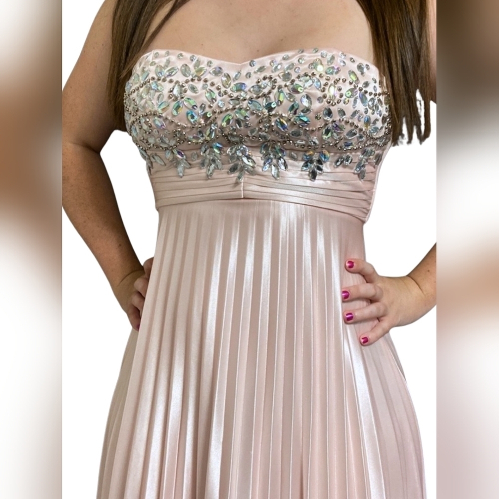 My Michelle Strapless Shimmery Beaded Gown - Picture 6 of 15